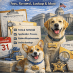 Butler County Dog License infographic showing fees, renewal deadline January 31, application form, rabies requirements and online lookup